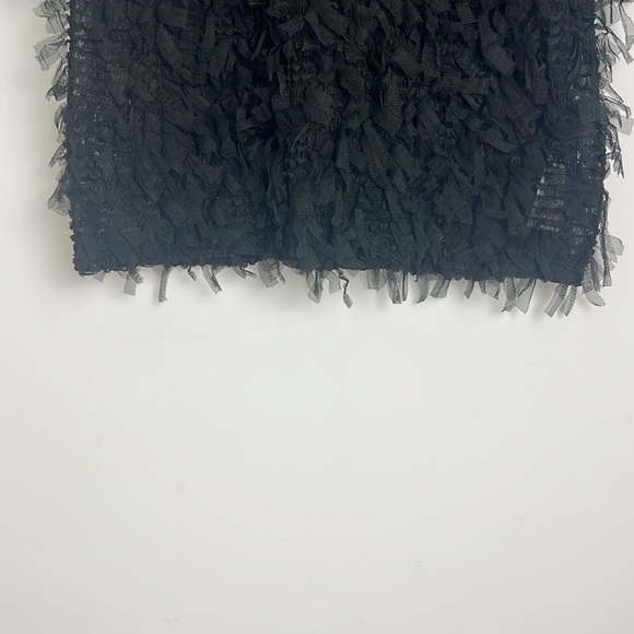 ZARA Women's Black Fringe Textured Short Sleeve Cropped Blouse Top Size L - Picture 9 of 12